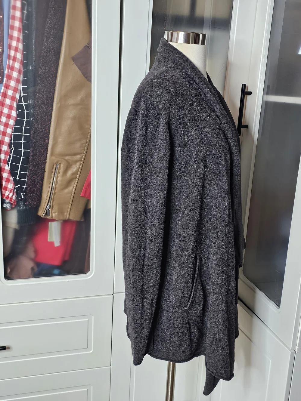 Barefoot DREAMS Cozy Draped Open-Front Women’s Sweater Cardigan - Charcoal Gray